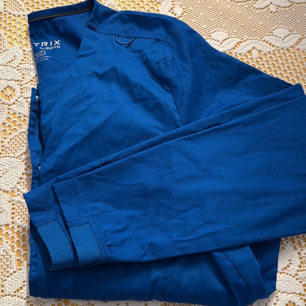 Blue Snap-Front Scrub Coat